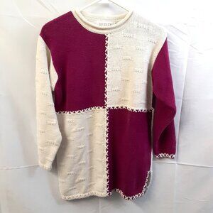 Petite Sophisticate Sweater Size PS Ramie/Cotton Knit Color Block Sm Spot